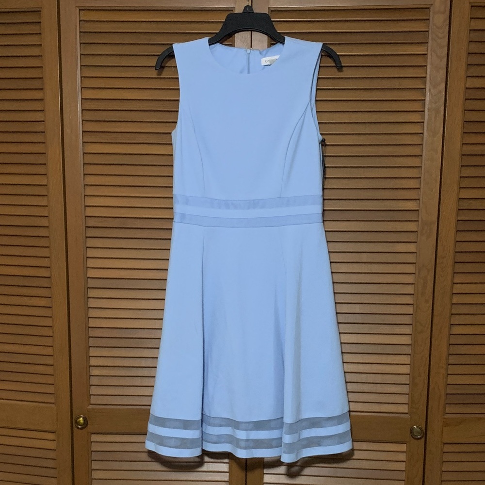 NWOT Calvin Klein Light Blue Sleeveless A-Line Flare Dress 8